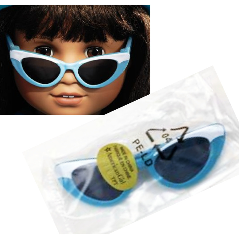 American Girl Cat Eye Sunglasses 1960s Melody Meet Glasses Doll Accessory Blue